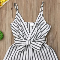 Sleeveless Bow Striped Baby Romper