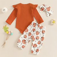 Pumpkin Patch Ribbed Princess Romper Set