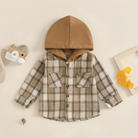 Long Sleeve Plaid Hooded Baby Coat