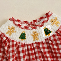 Vintage Long Sleeve Plaid Christmas Romper