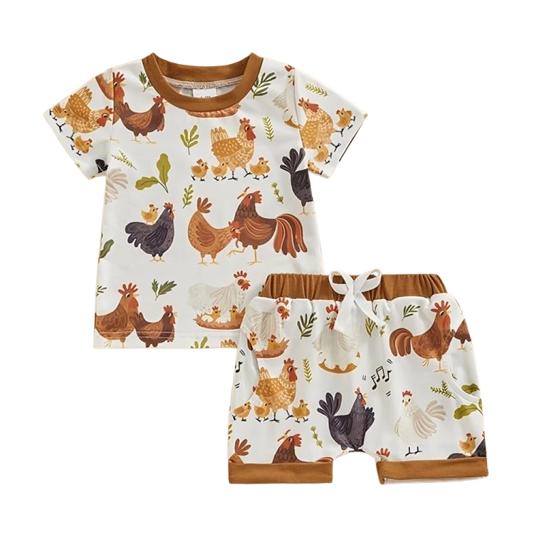 Cute Short Sleeve Chicken Farm Set