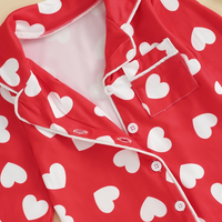 Valentines Heart Print Button Up Pajamas