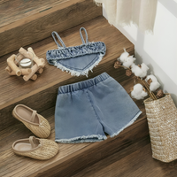 Denim Heart Crop Top Summer Set