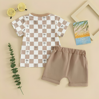 Short Sleeve Checkered Palms Baby Set