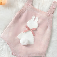 Pink Bunny Knitted Sleeveless Baby Romper