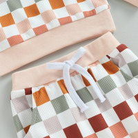 Long Sleeve Fall Checkerboard Baby Set