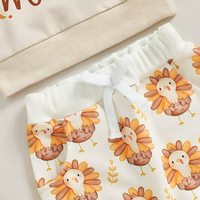 Long Sleeve "Gobble Til You Wobble" Print Baby Set