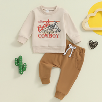 Long Sleeve Cowboy Rodeo Print Baby Set