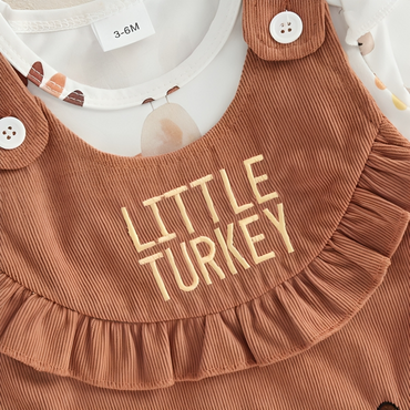 Little Turkey Print Dress Baby Set