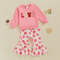 Long Sleeve Love Flared Pants Baby Set