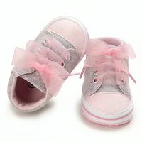 Pink Hearted Bow Tie Cotton Casual Shoes