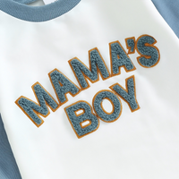 Long Sleeve "Mama's Boy" Embroidered Baby Bodysuit