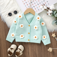 V-Neck Daisy Knit Toddler Cardigan