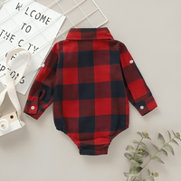 Christmas Style Cotton Plaid Lapel Romper Jumpsuit