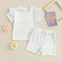 Ruffled Sleeve Striped Toddler Set