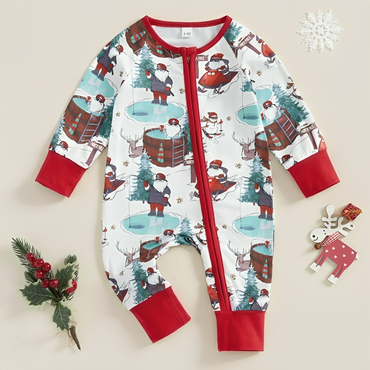 Christmas Santa Zipper Baby Jumpsuit