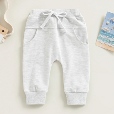 White Solid Color Pocket Baby Pants