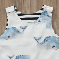 Sleeveless Whale Print Baby Jumpsuit