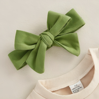 Long Sleeve Green Christmas Bow Baby Bodysuit Set