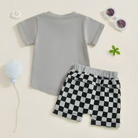 Short Sleeve Checkered Shorts Baby Set