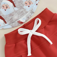 Cartoon Santa Print Shirt & Pants Baby Set