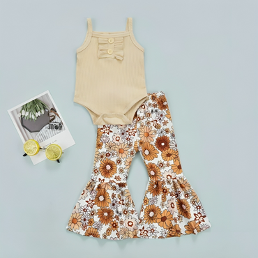 Sleeveless Hippie Floral Flared Baby Set