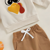 Long Sleeve Turkey Face Sweatshirt Set