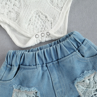 Lace Denim Shorts Baby Set