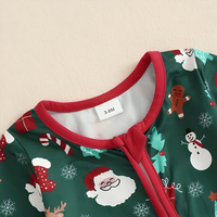 Green Christmas Zipper Footed Baby Jumpsuit