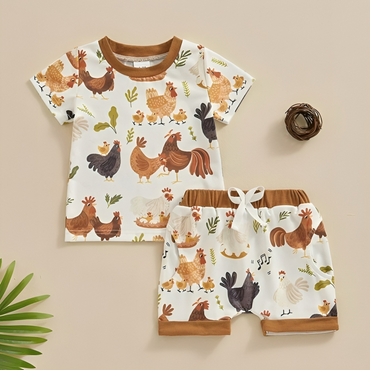 Cute Short Sleeve Chicken Farm Set