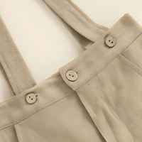 Cotton Linen Bodysuit Suspender Shorts Set