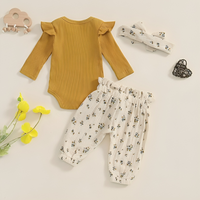 Long Sleeve Floral Ruffled Baby Set