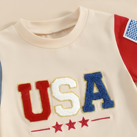 Short Sleeve USA Themed Embroidery Baby Set