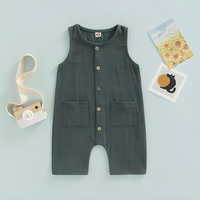 Sleeveless Buttoned Overall Baby Jumpsuit