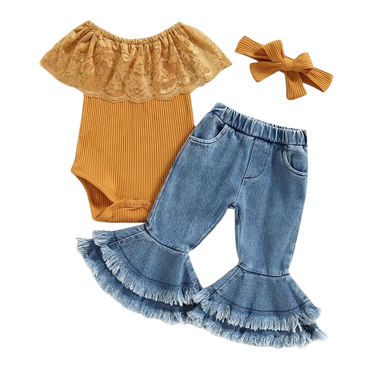 Tassel Flared Jeans Baby Set