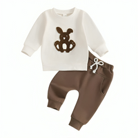 Long Sleeve Brown Bunny Embroidered Baby Set