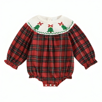 Christmas Plaid Long Sleeve Romper Top