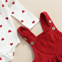 Valentine's Day Red Suspender Skirt Baby Set