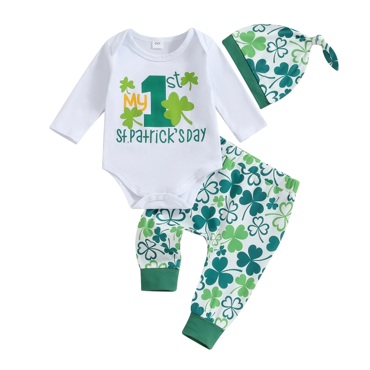 Clover Print "My 1st St Patrick's Day" Baby Set