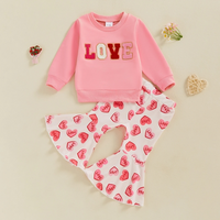 Long Sleeve Love Flared Pants Baby Set