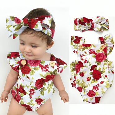 Rose Floral Romper Jumpsuit Set