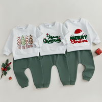 Merry Christmas Embroidered Print Baby Set