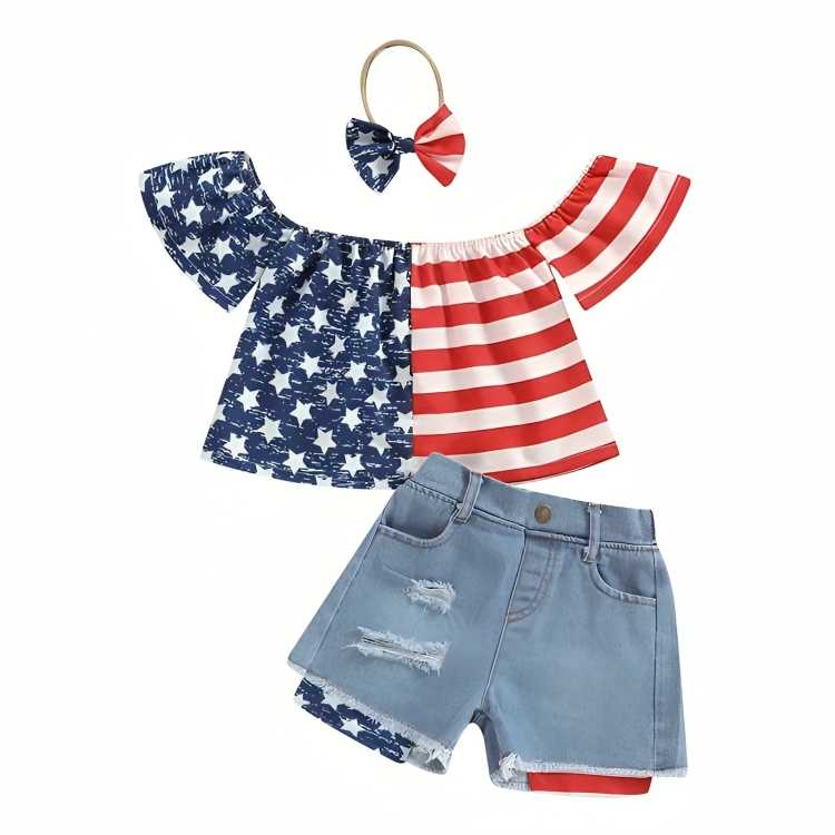 4th of July Denim Shorts Toddler Set