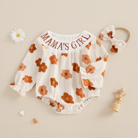 Mama's Girl Embroidered Floral Baby Romper