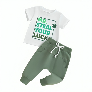 Short Sleeve Lucky Four Leaf Clover Set