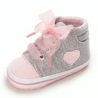 Pink Hearted Bow Tie Cotton Casual Shoes