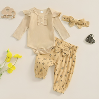 Long Sleeve Floral Ruffled Baby Set