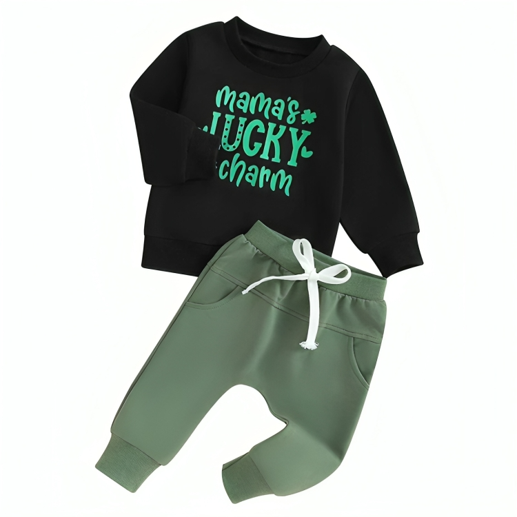 Mama's Lucky Charm Print Sweatshirt Set