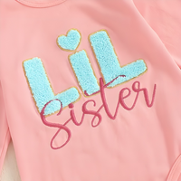 Long Sleeve "Lil Sister" Embroidered Baby Set