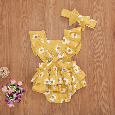 Cute Daisy Floral Sleeveless Soft Cotton Rompers